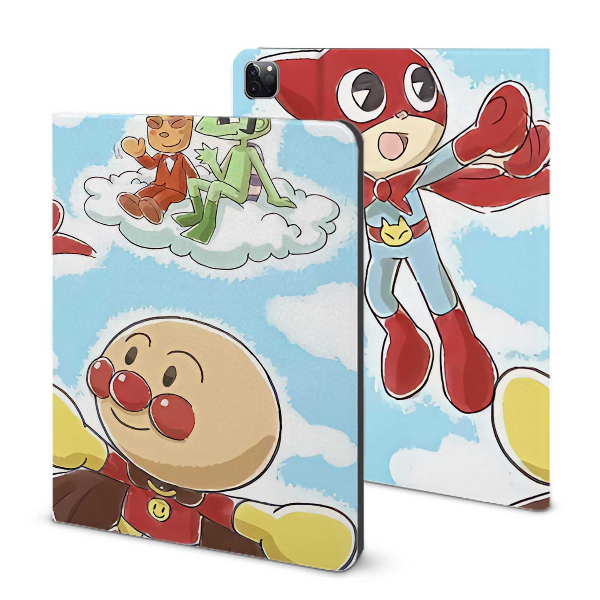 （画像用） アンパンマン Anpanman IPad ケース ブック型 PUレザー TPU 耐衝撃 軽量 薄型 ペン収納なし 全面保護 IPad 各モデル対応